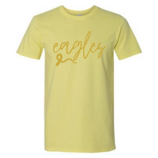 Eagles Gold Out Script Tee