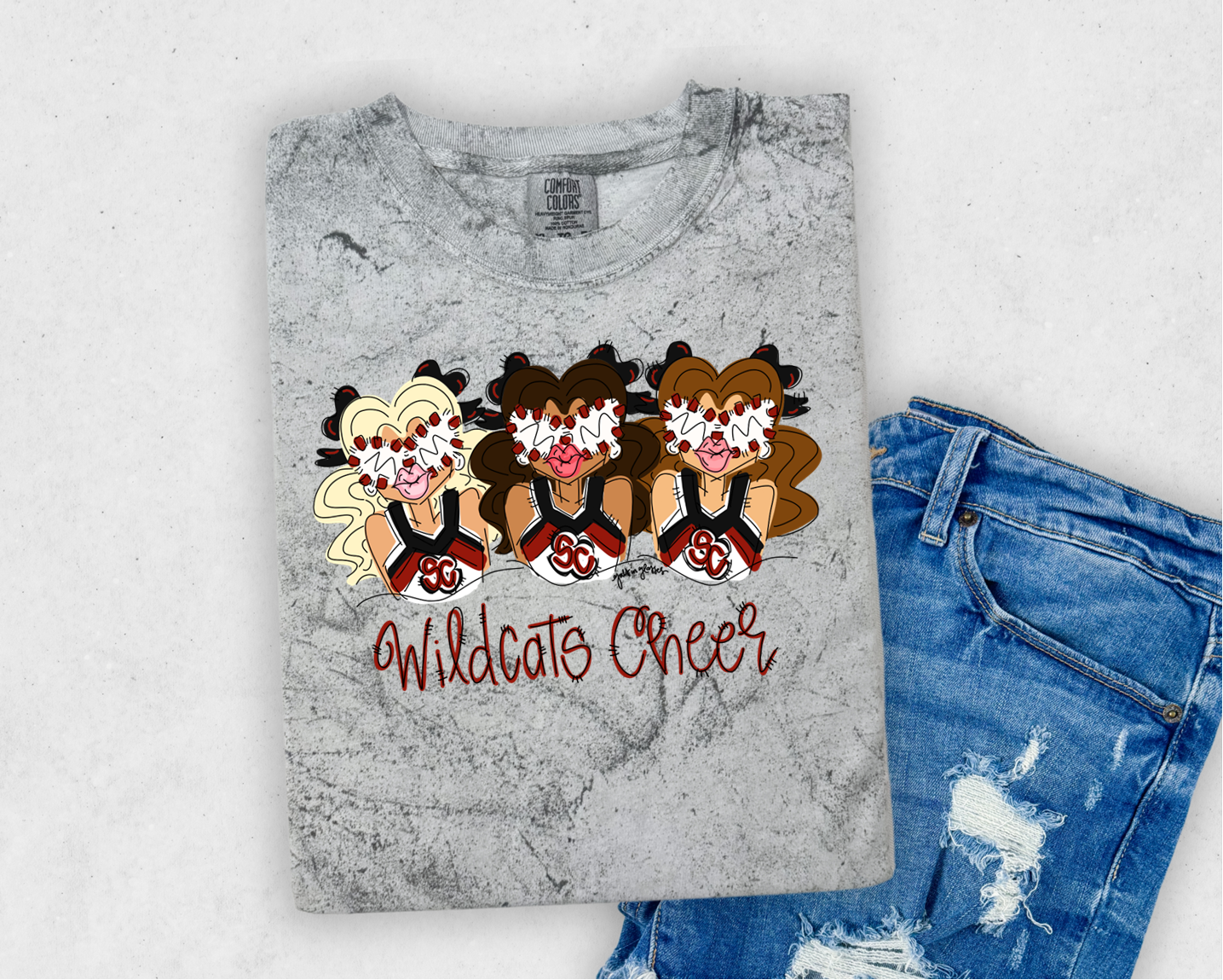 “Wildcats Cheer” Gals Color Blast Tee