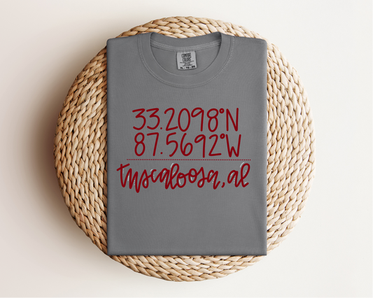Tuscaloosa Coordinates Tee