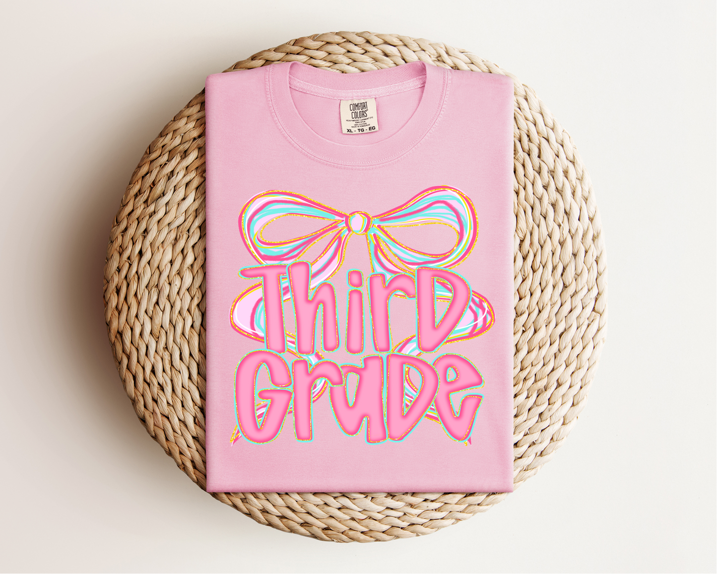 Poppy Pink Bow Grade Level Tee