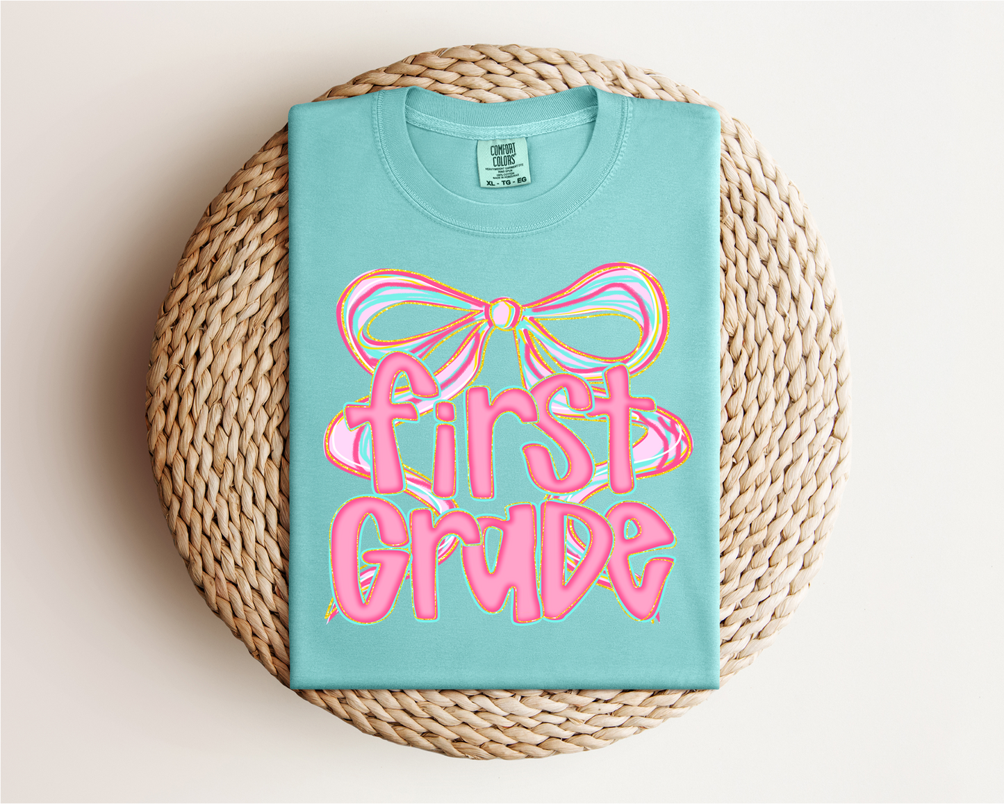 Poppy Pink Bow Grade Level Tee