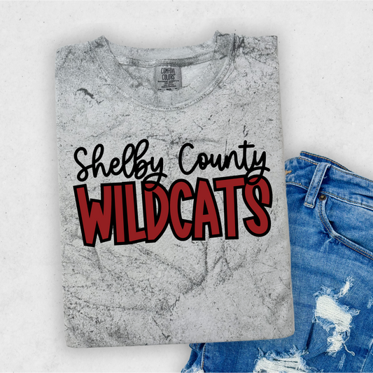 "Shelby County Wildcats" Color Blast tee